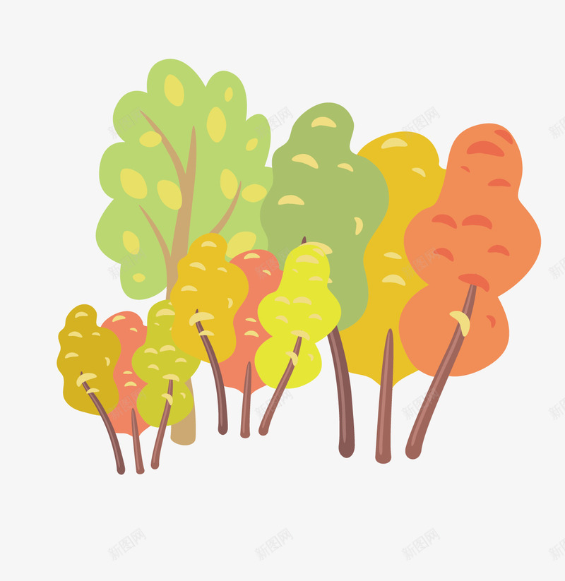 秋天的树林png免抠素材_新图网 https://ixintu.com 秋天的树林 红色的树林 落叶 黄色的树林