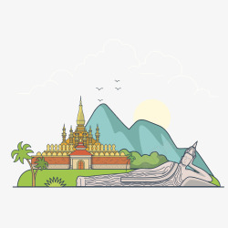 老挝旅游景点元素素材