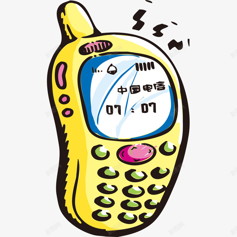 手绘黄色手机模型png免抠素材_新图网 https://ixintu.com 手机 手机模型 手绘模型 黄色手机
