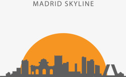 马德里旅游西班牙马德里剪影矢量图高清图片