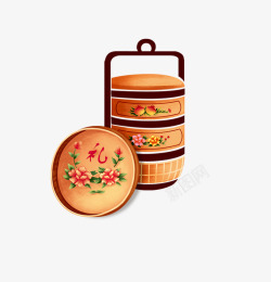 送礼中国风卡通手绘传统木盒高清图片