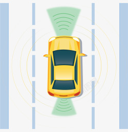 智能汽车黄色互联网智能汽车矢量图高清图片