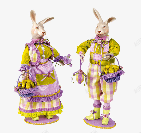 卡通兔子玩偶png免抠素材_新图网 https://ixintu.com 一对兔子 模型 玩偶 黄色裙子