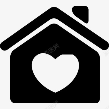 鸟的家的形状与一个心脏入口图标图标