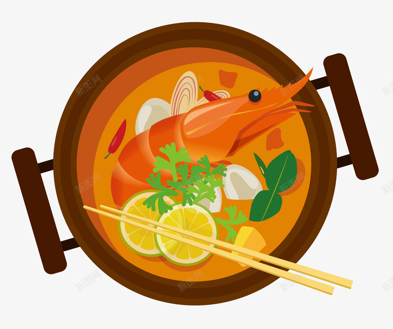 健康美食物png免抠素材_新图网 https://ixintu.com 健康 手绘 打火锅 火锅 矢量健康美食物 美味食物 营养 虾 龙虾