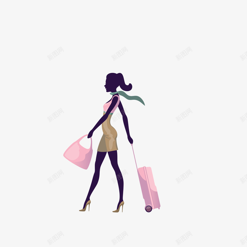 拉着行李箱的时尚女孩png免抠素材_新图网 https://ixintu.com 卡通插画 拉着行李箱的时尚女孩 拉行李箱的人 旅游 旅行箱的人