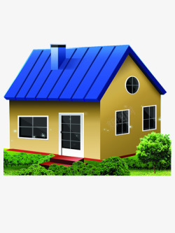 蓝色屋顶的房子素材