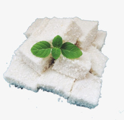 椰冻方形的白色椰丝奶块高清图片
