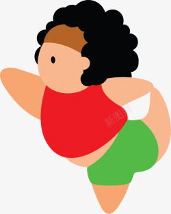 微胖女生瑜伽减肥卡通女胖子高清图片