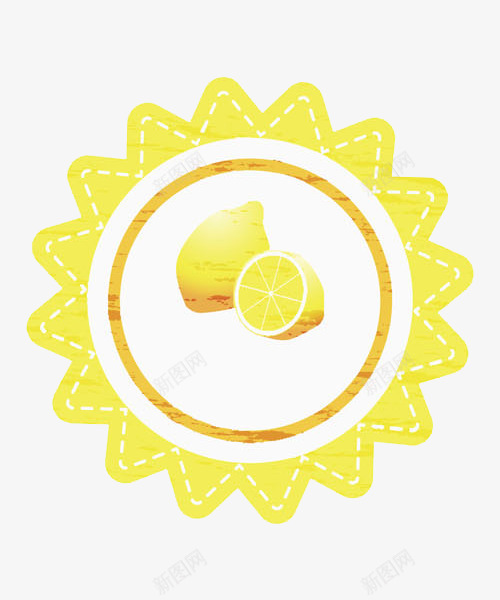 黄色标签png免抠素材_新图网 https://ixintu.com 印花 圆圈 手绘 柠檬 标签 水果 清新 花边 黄色