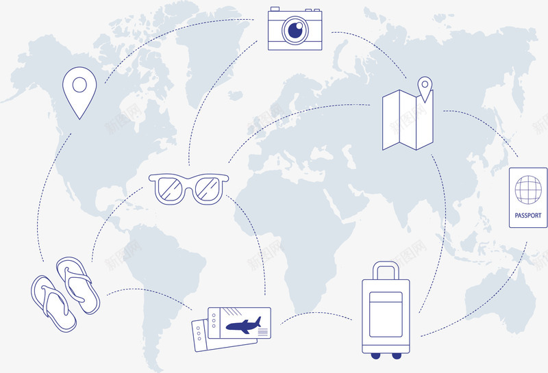 世界地图旅游路线矢量图ai免抠素材_新图网 https://ixintu.com 世界地图 旅游 旅游地图 旅游季 旅游路线 矢量png 矢量图