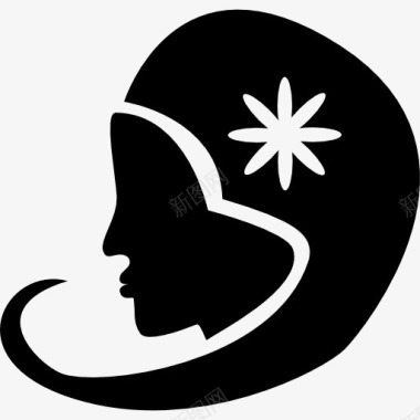 处女座女人的头部形状象征图标图标