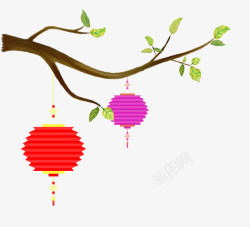 树枝上的灯笼素材