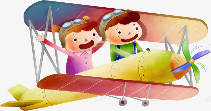 开飞机的卡通娃娃png免抠素材_新图网 https://ixintu.com 卡通 天空 娃娃 开飞机