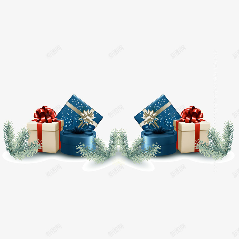 蓝色礼盒植物psd免抠素材_新图网 https://ixintu.com 商务 圣诞 圣诞节 植物 礼盒 纹理 节日 花纹 蓝色