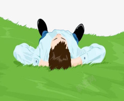 躺在草地上的小男孩草地上的男人高清图片