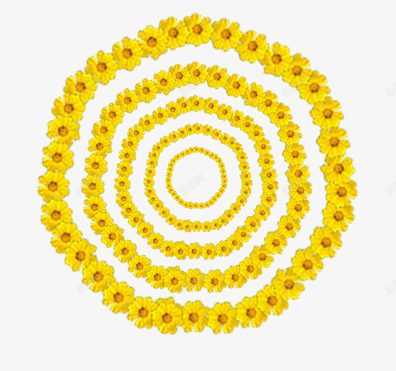 花圈背景图psd免抠素材_新图网 https://ixintu.com 圆圈 花圈 花圈背景图 黄色