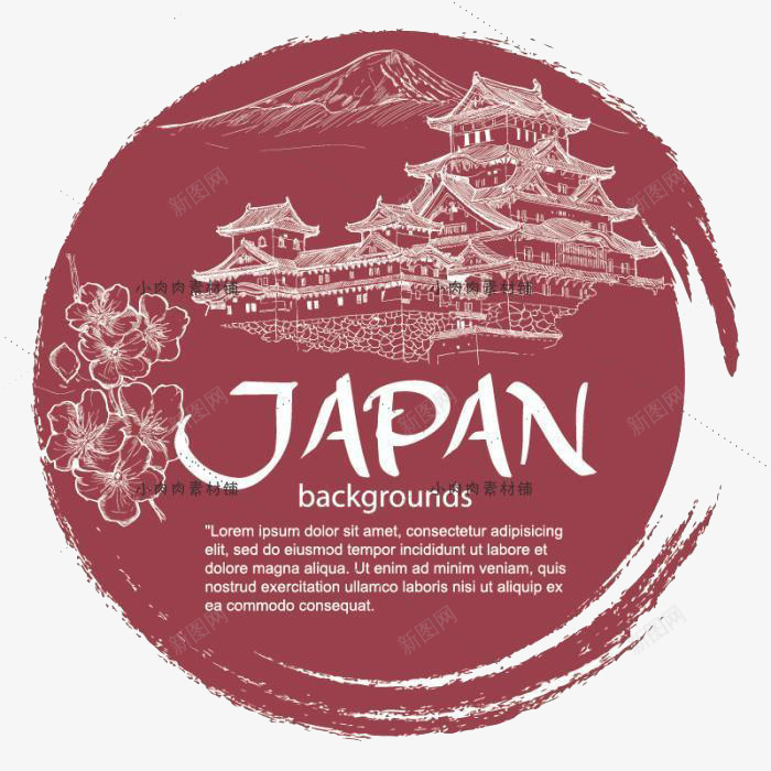 日本旅游海报元素png免抠素材_新图网 https://ixintu.com 元素图案 旅游 日本 海报