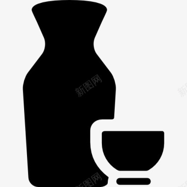 杯瓶清酒图标图标