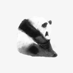 黑白双色熊熊猫水墨画片高清图片