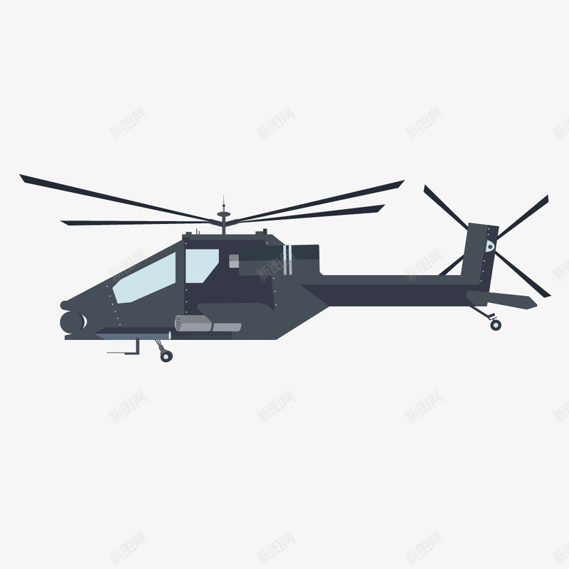 直升飞机模型png免抠素材_新图网 https://ixintu.com 军用 直升飞机 黑色