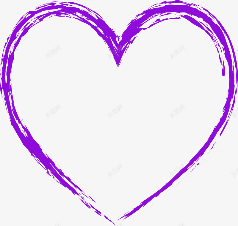 紫色线条爱心png免抠素材_新图网 https://ixintu.com 七夕 免抠PNG 手绘 爱心 爱情 紫色 线条