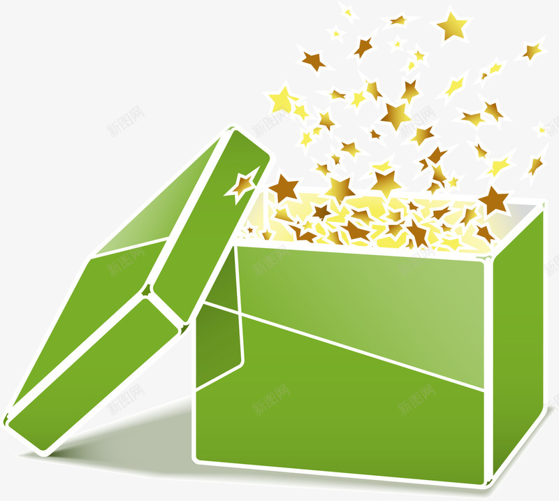 圣诞节绿色圣诞礼盒png免抠素材_新图网 https://ixintu.com 圣诞礼物 圣诞礼盒 圣诞节 漂浮星星 绿色礼盒 黄色星星