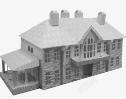 纸模型3D建筑房屋模型高清图片