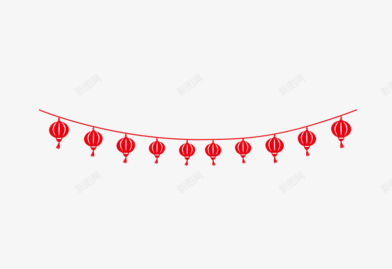 中国红灯笼png免抠素材_新图网 https://ixintu.com 中国红 平面 庙会 灯笼 装饰