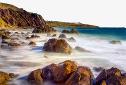 地质哈勒特湾的浪花高清图片