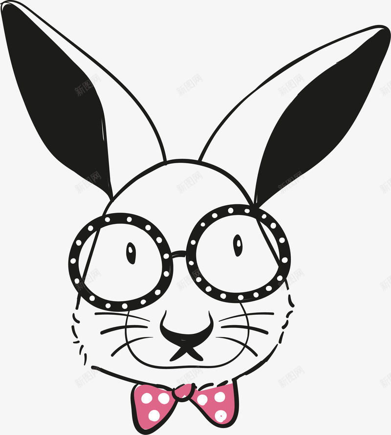 可爱黑白兔子漫画矢量图ai免抠素材_新图网 https://ixintu.com 兔子 创意 卡通 可爱 填色练习 彩色图 手绘图 矢量图 简约 黑白