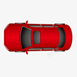 红色顶视图家用轿车素材
