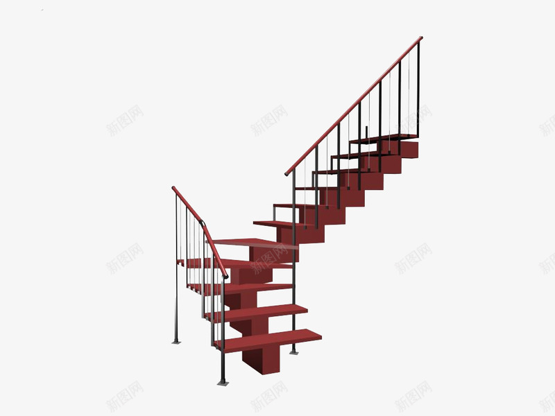 一个楼梯模型png免抠素材_新图网 https://ixintu.com 台阶 房屋模型 栏杆 楼梯