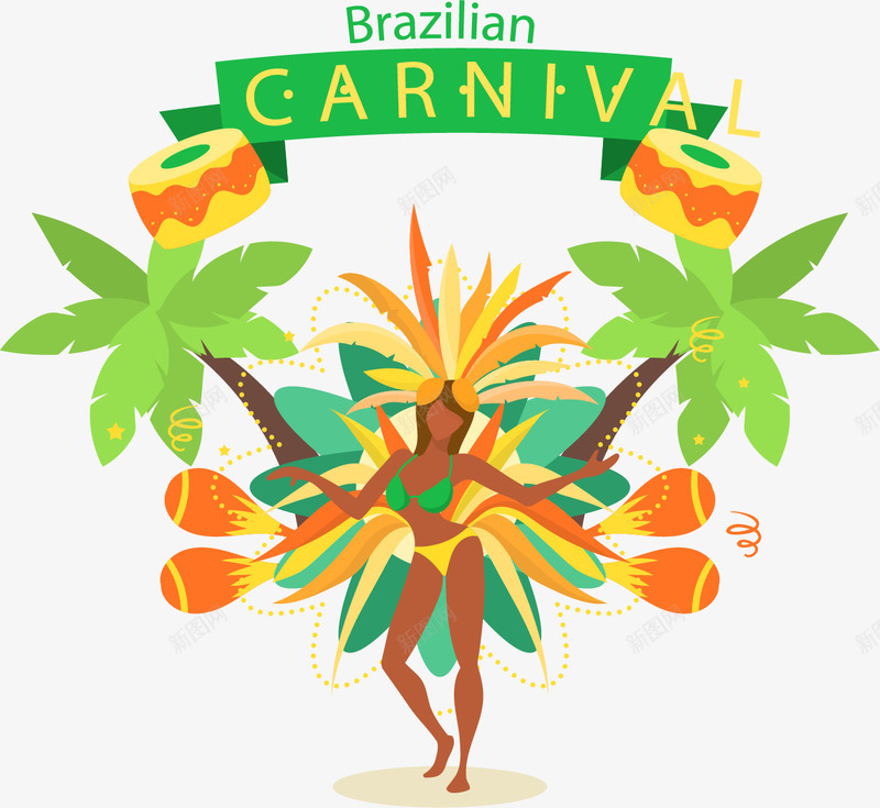 巴西狂欢节跳舞女郎png免抠素材_新图网 https://ixintu.com 巴西 狂欢派对 狂欢节 矢量素材 跳舞女郎
