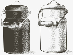 铁皮罐手绘素描装牛奶的铁皮罐高清图片