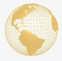 黄色地球线框模型素材