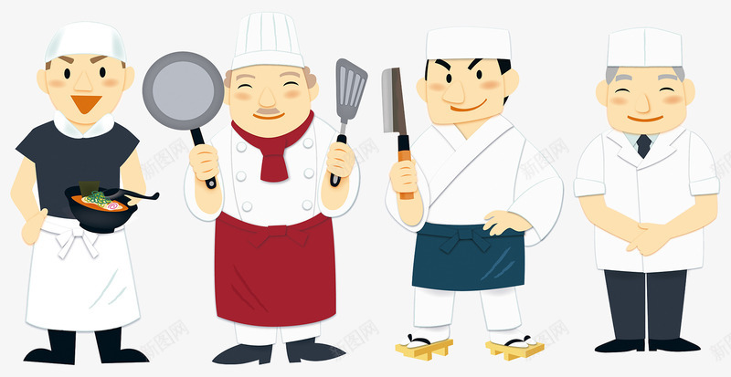 厨师行业png免抠素材_新图网 https://ixintu.com 拉面厨师 插画 日本料理师 西点师