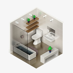 室内装修设计图浴室模型高清图片