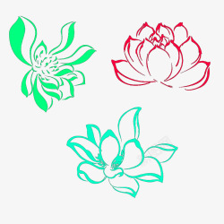 三种荧光色莲花素材
