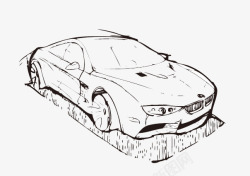 车素描手绘汽车轮廓高清图片