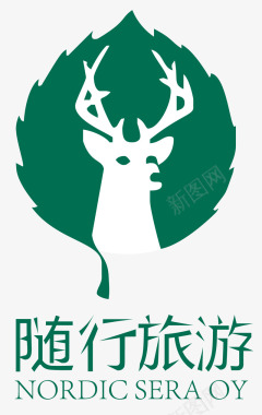 小鹿与树叶logo矢量图图标图标