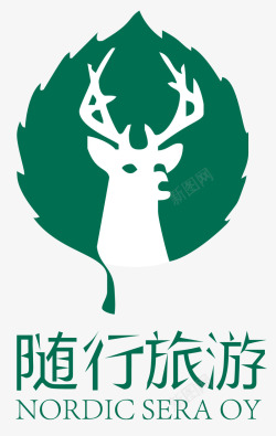 旅游标识矢量图小鹿与树叶logo矢量图图标高清图片