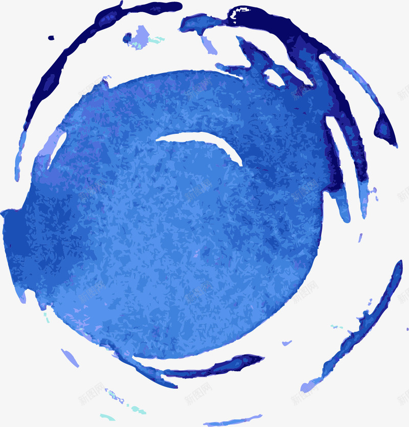 手绘蓝色涂鸦png免抠素材_新图网 https://ixintu.com 创意 圆圈 手绘 抽象 水彩 涂鸦 渐变 蓝色