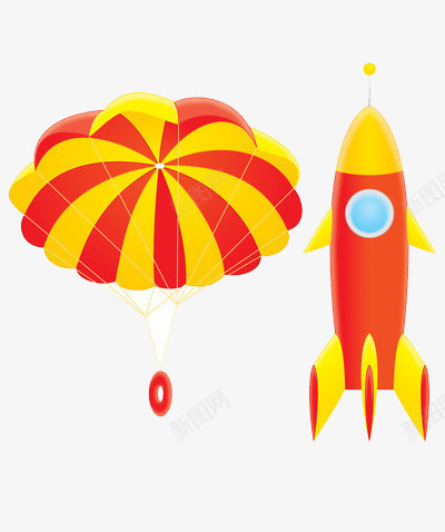 降落伞和火箭卡通模型png免抠素材_新图网 https://ixintu.com 卡通 模型 火箭 降落伞