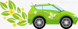 卡通绿色小汽车素材
