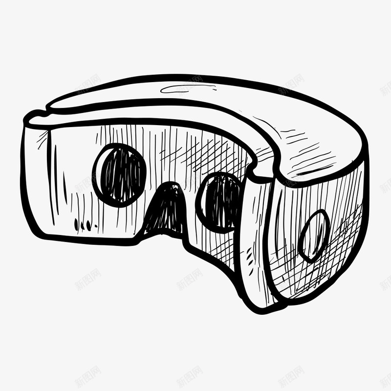 手绘虚拟现实VR眼镜矢量图ai免抠素材_新图网 https://ixintu.com VR 手绘 智能 智能穿戴 游戏 科技 素描 虚拟现实 黑白 矢量图