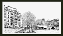 桥画欧洲建筑剪影高清图片