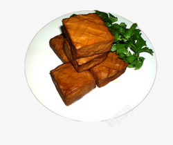 卤豆干盘子中的豆腐干片高清图片