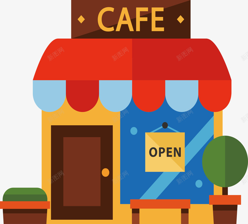 咖啡店模型矢量图ai免抠素材_新图网 https://ixintu.com 咖啡店 咖啡店模型 店铺 店面 模型 矢量png 矢量图