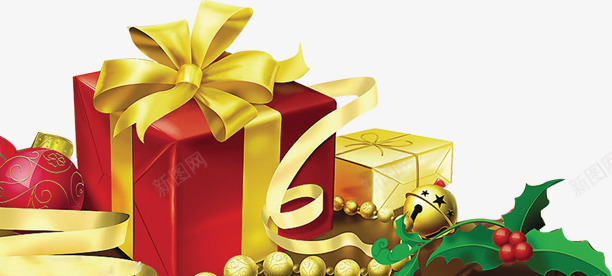 圣诞礼盒铃铛装饰png免抠素材_新图网 https://ixintu.com 圣诞 礼盒 装饰 铃铛